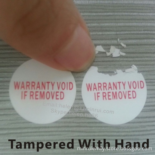 Tamper Proof Round Destructive Warranty Void Sticker,eggshell Paper Warranty Void If Removed Label Printing 